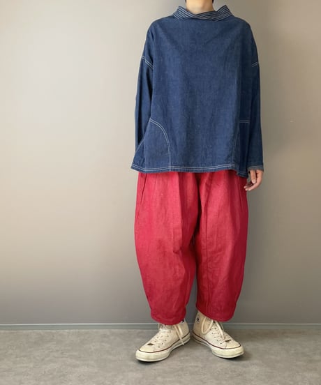 アンクルリーフパンツ■10ozカラーデニム■RED