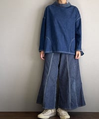 ■フィッシャーマンスモック■コバルトブルー■8ozヨコ糸グレーデニム