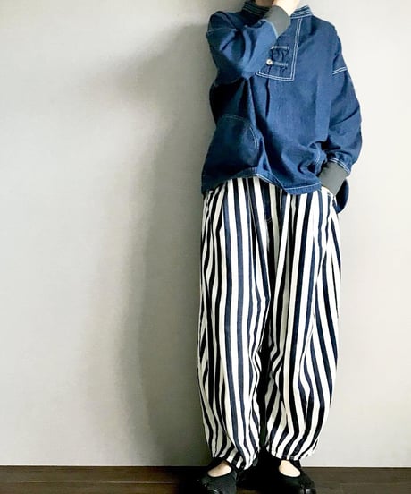 1/31販売開始■カンフースモック■コバルトブルー■8ozヨコ糸グレーデニム