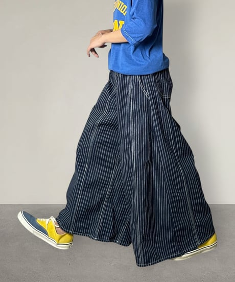 ハギーワイドパンツ■インディゴピンストライプ