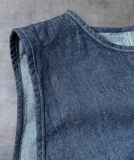 ラウンドネックベストエプロン◾️ 国産ムラデニム10oz■onewash