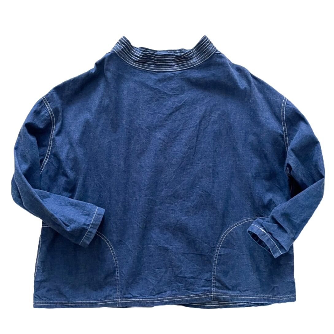□フィッシャーマンスモック□コバルトブルー□8ozヨコ糸グレーデニム
