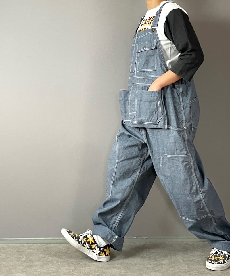 2/29販売開始◾️エプロンオーバーオール□9ozインディゴピンチェック