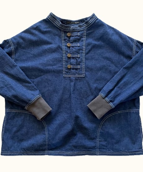 1/31販売開始■カンフースモック■コバルトブルー■8ozヨコ糸グレーデニム