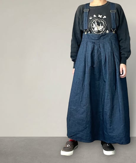 【予約販売】バックススカートオーバーオール■インディゴリップストップ■onewash