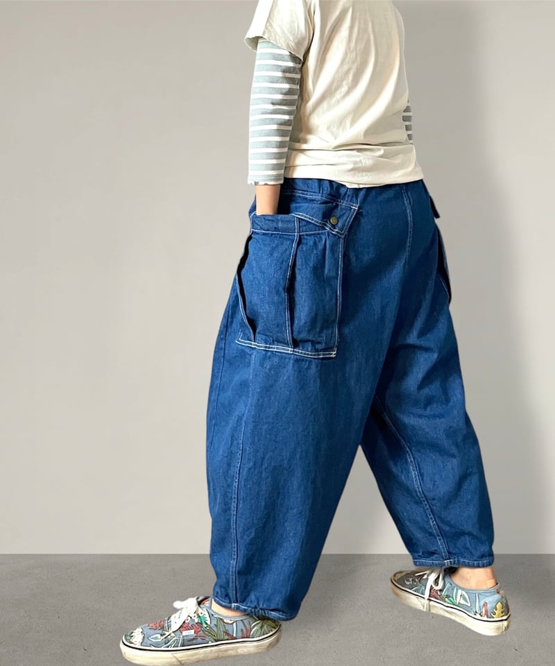 着画 ANCHOR BLUE カーゴデニム W36 ワイドシルエット ストリート 予約販売】アンクルリーフカーゴパンツ□岡山デニム◾️FADE | NUU