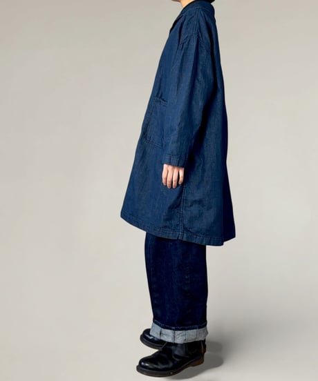 【限定】ミドルショールカバーオール■綿麻平織りデニム◾️ one wash