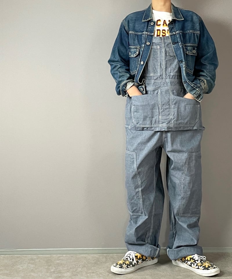 2/29販売開始◾️エプロンオーバーオール□9ozインディゴピンチェック