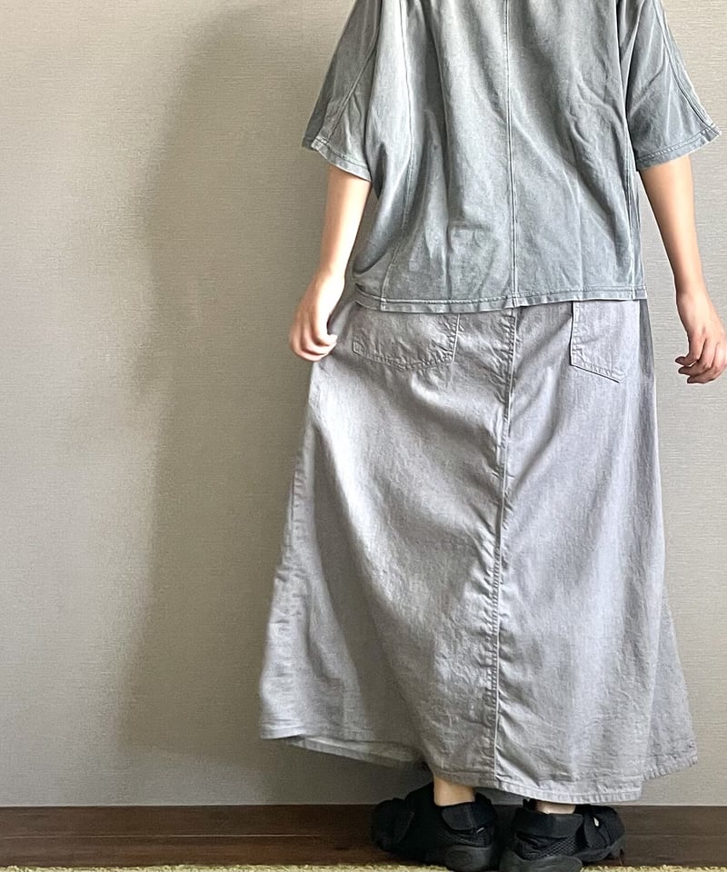 スカートに見えるワイドパンツ□国産8ozデニム□グレー | NUU-GARMENT