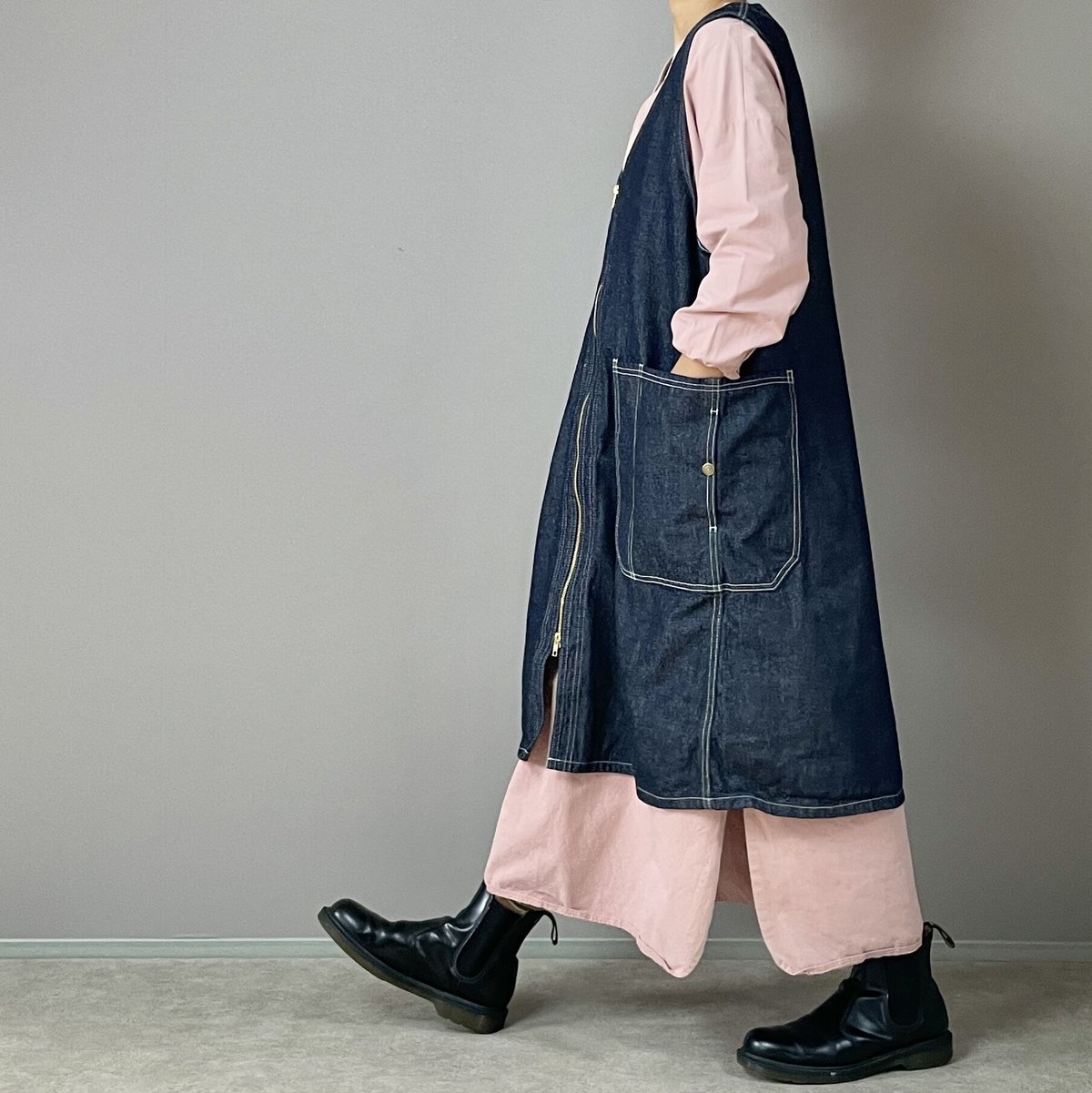 ジャンスカエプロン□10oz国産デニム□onewash | NUU-GARMENT FACTORY