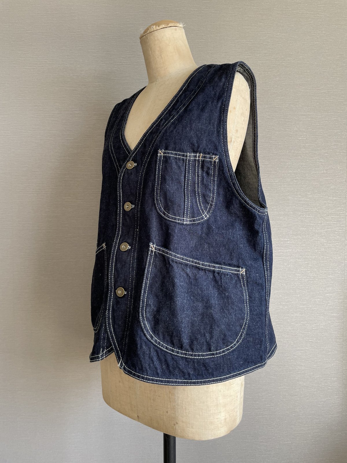 希少美品！！日本製ONEWASH デニム ノーカラーベスト fit=scale-down,w=1200