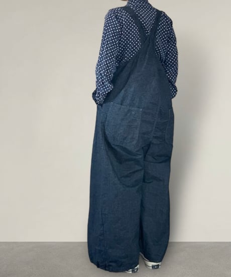 【予約販売】バックスワイドオーバーオール■インディゴリップストップ■onewash