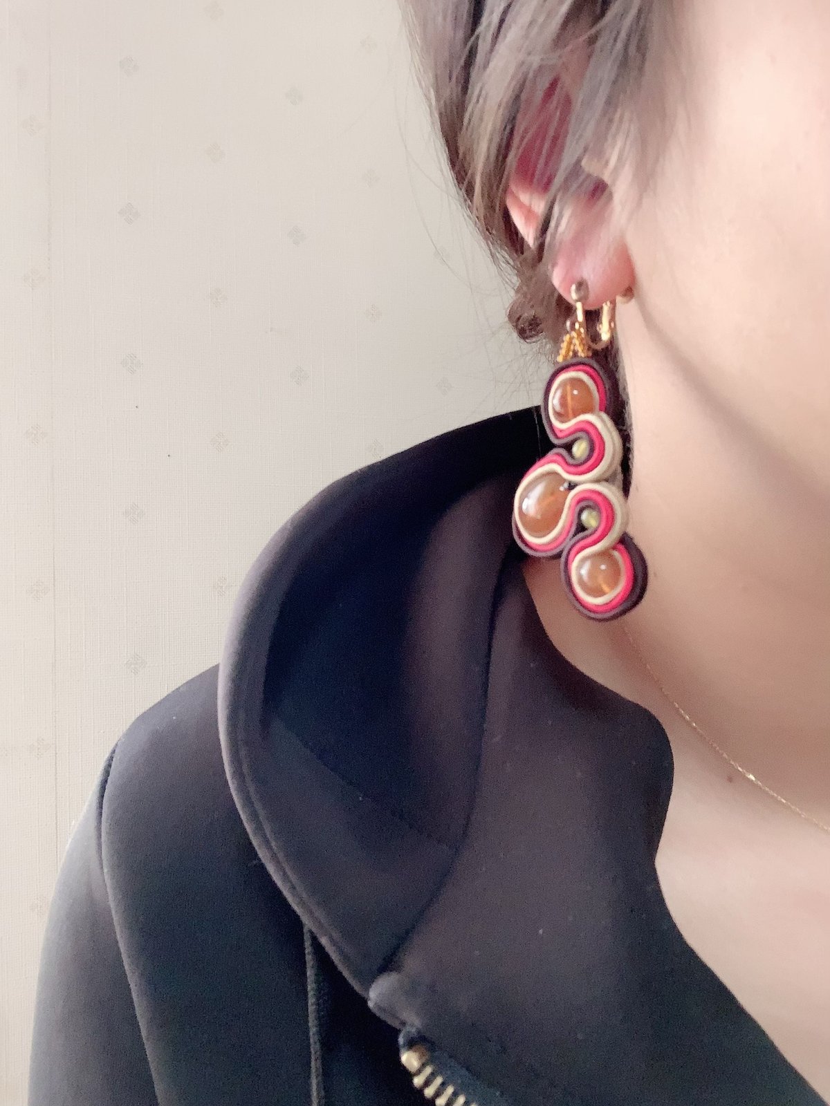 アクセサリーイヤリング3個(ハンドメイド) small right(スモールライト) 手作りアクセサリー 風鈴 木目金