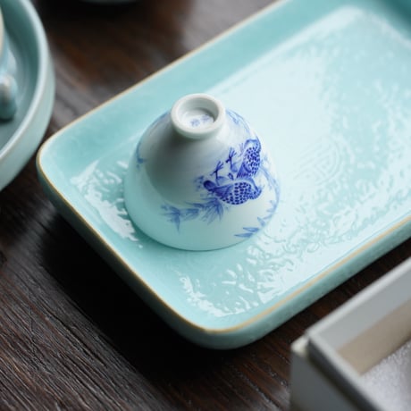 青花鵪鶉紋茶杯 PF179