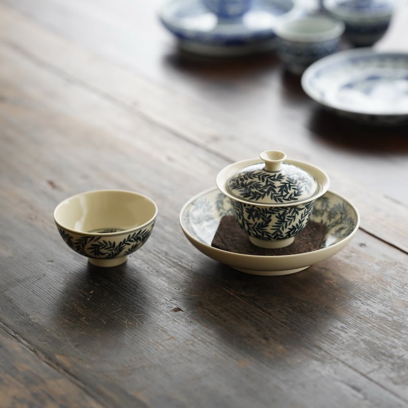 青花千葉文二才蓋碗 PE015 | Looking For 物色