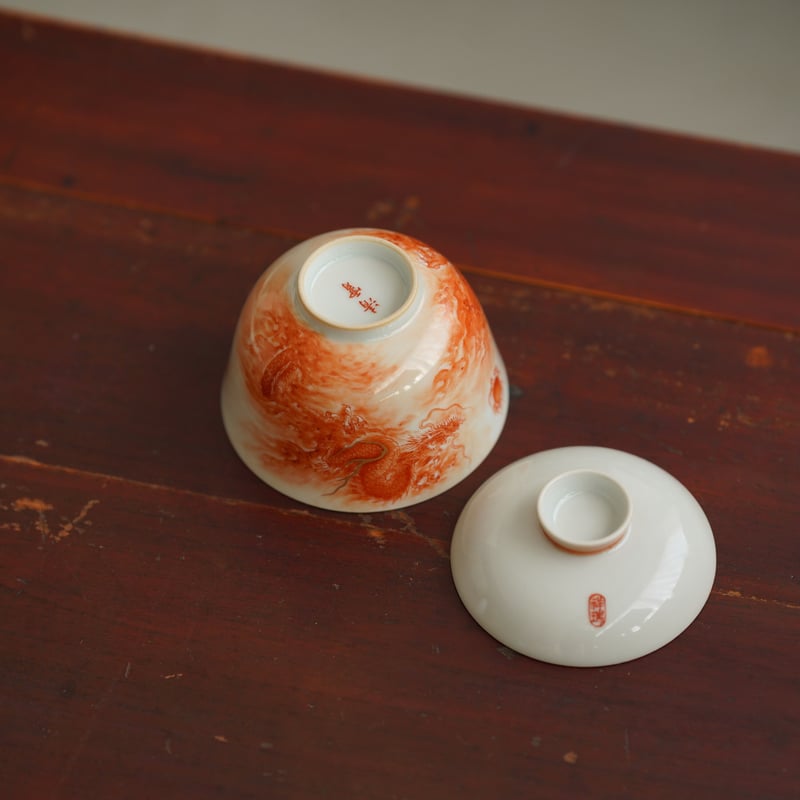 礬紅龍紋二才蓋碗 PA057 | Looking For 物色