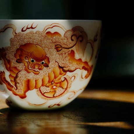 礬紅茶杯 獅子 PC103