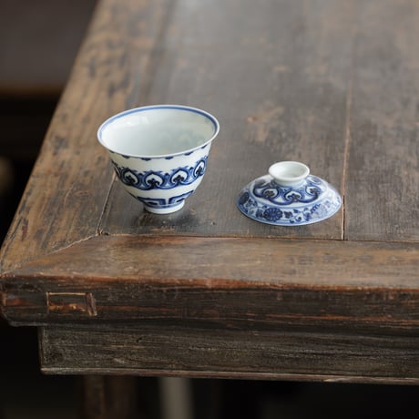 青花宝相二才蓋碗 PF240