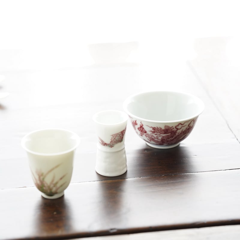 青花釉里紅龍紋茶杯 PF226 | Looking For 物色