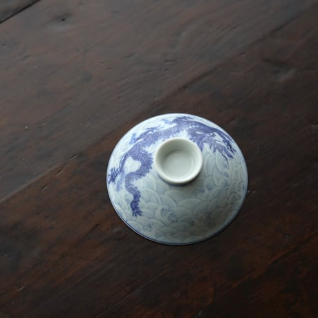 青花海水龍紋蓋碗 PF195