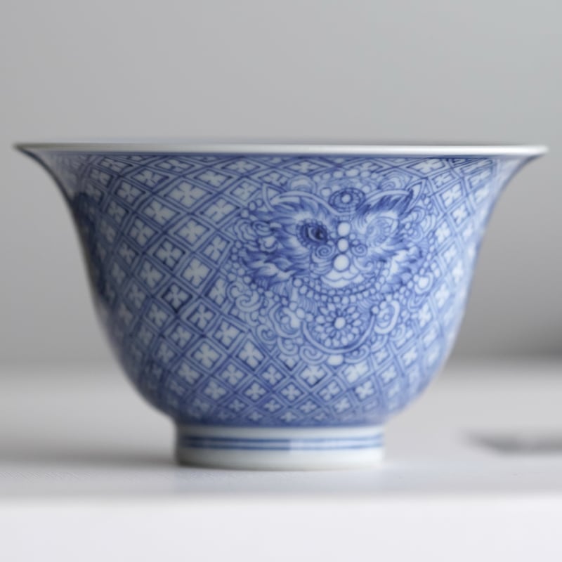 青花舞獅文三才蓋碗 PF261 | Looking For 物色