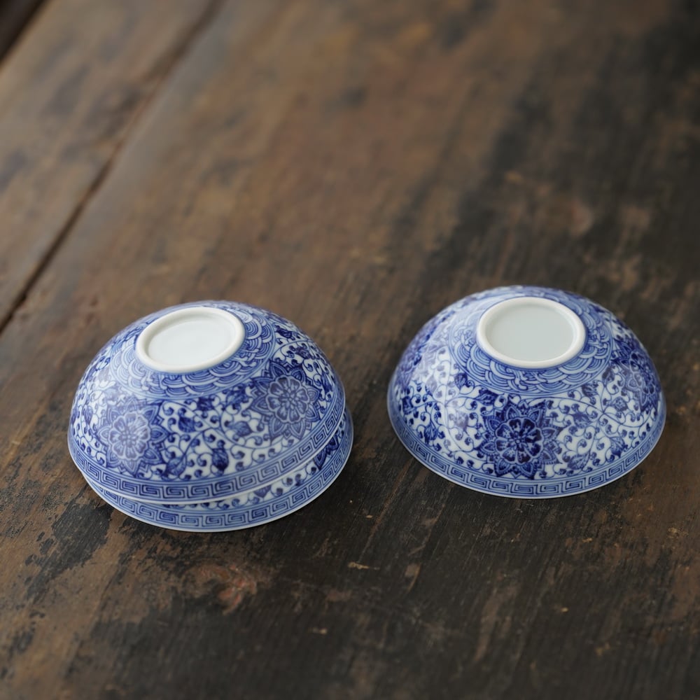 元時代 染付 青花纏枝蓮紋 松竹梅紋三清図高足杯 馬上杯 酒杯(F-91) 青花八宝纏枝蓮紋茶杯 PF251 | Looking For 物色