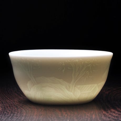 青白磁茶杯 山水 PC022