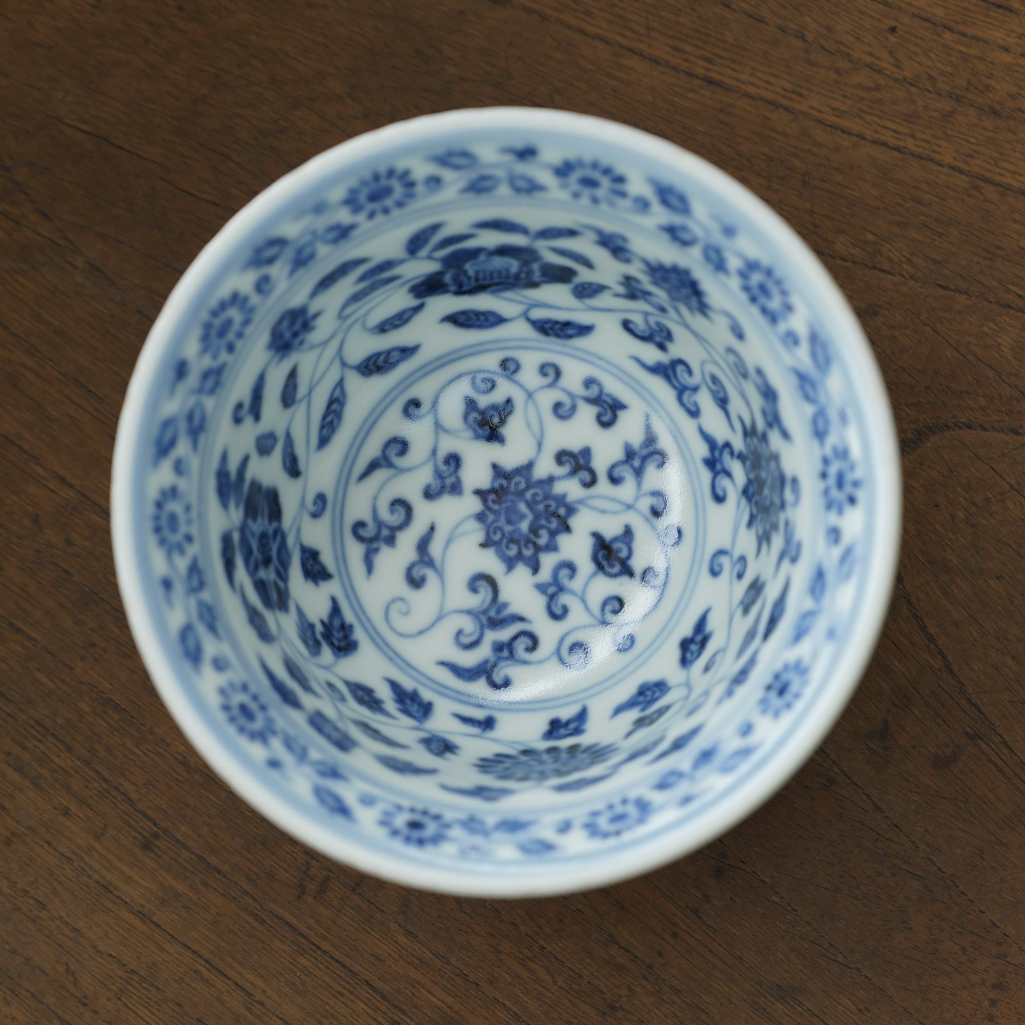 中国美術 染付 纏枝蓮花紋 碗 菓子器 茶道具伝来(K-P152) original