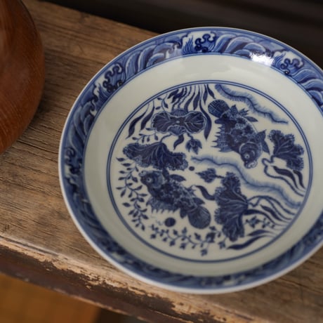 青花魚藻紋皿 PF238