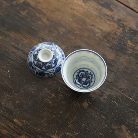 青花宝相二才蓋碗 PF240
