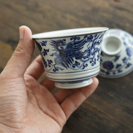 青花双鳳紋蓋碗 PF214