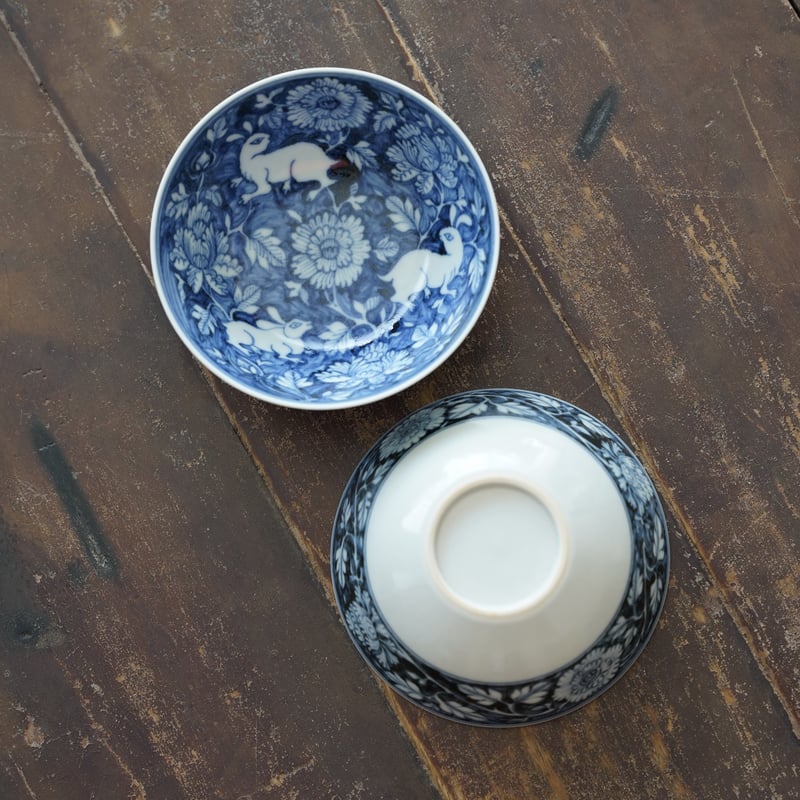 安南 青花 花紋 盃 Two small blue and white vessels Yuan dynasty | 元青花雙繫小