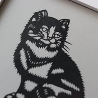 剪紙 額縁付 猫 AL007