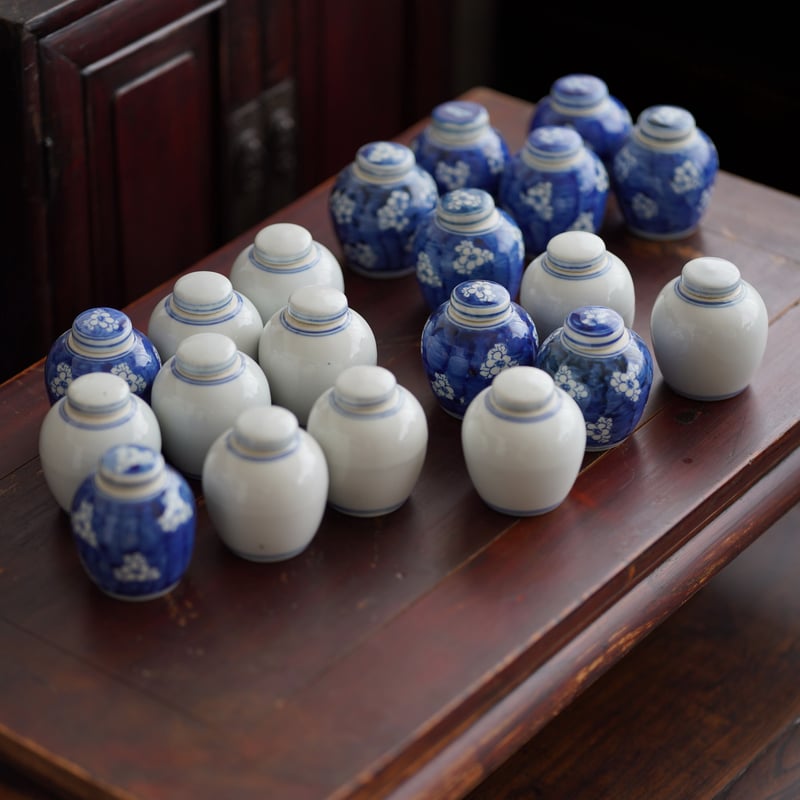 時代染付花瓶 中国 染付草花文壶時代 青花 大壺 花瓶 古董