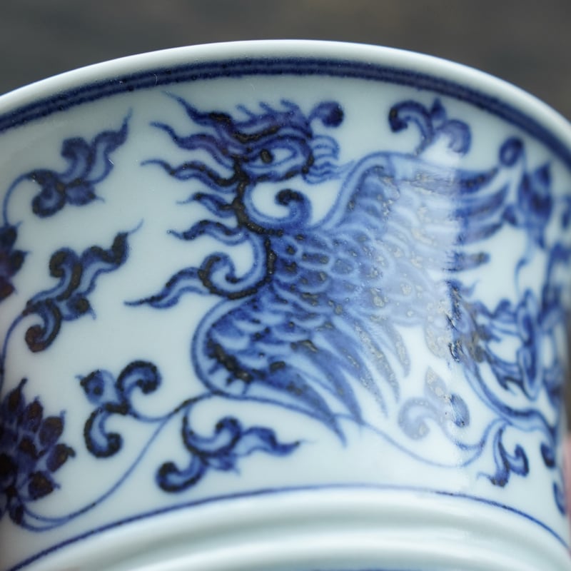 明時代 雙龍雙鳳凰鯉筆巻大鉢 約10.3kg 伝世品焼物 青花 WWTT014 明時代 雙龍雙鳳凰鯉筆巻大鉢 約10.3kg 伝世品