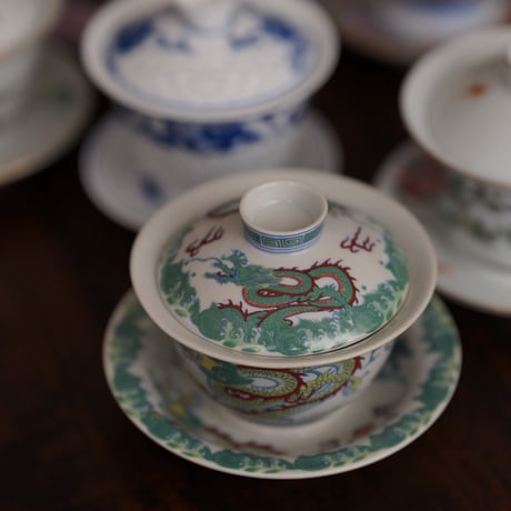 仿斗彩龍紋三才蓋碗 PH011