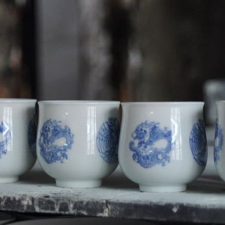 斗彩手描き茶杯 團龍團鳳 PC013