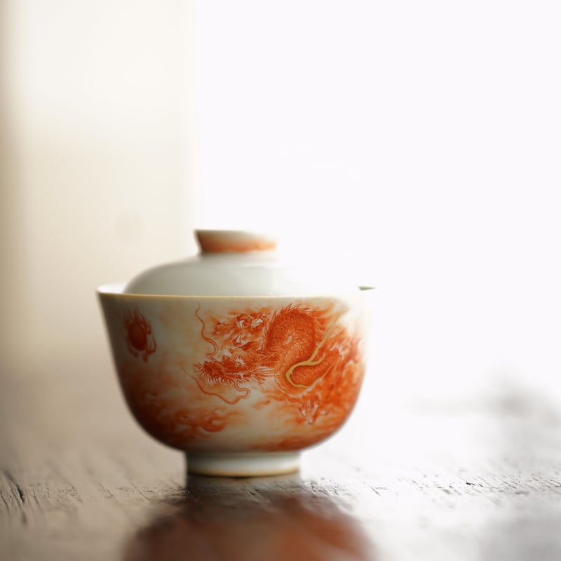 礬紅龍紋二才蓋碗 PA057 | Looking For 物色