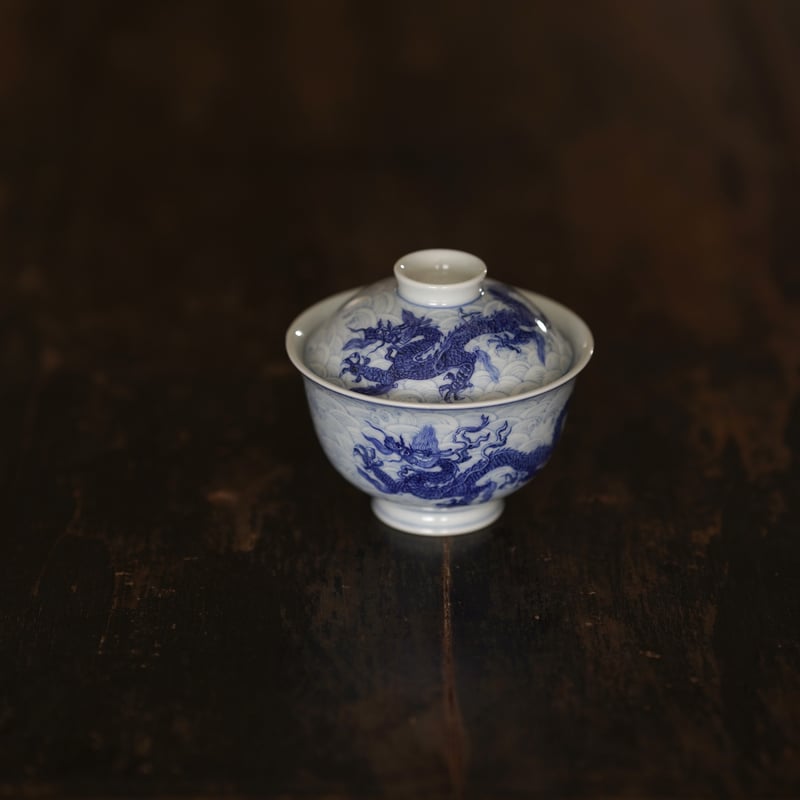 青花海水龍紋蓋碗 PF195 | Looking For 物色