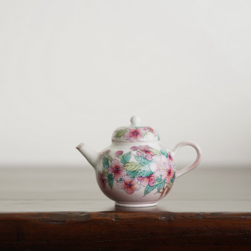 スペード　粉彩茶壺①　牡丹福寿文　同治年製在印　骨董品 時代品 中国美術 スペード 粉彩茶壺① 牡丹福寿文 同治年製在印 骨董品 時代