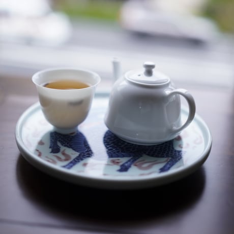 青花釉里紅麒麟紋皿 PF126