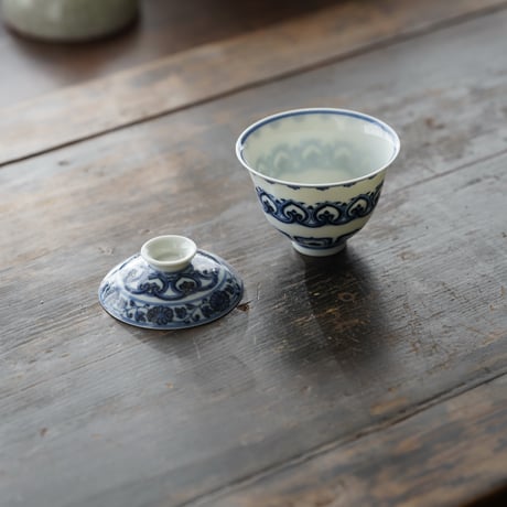 青花宝相二才蓋碗 PF240