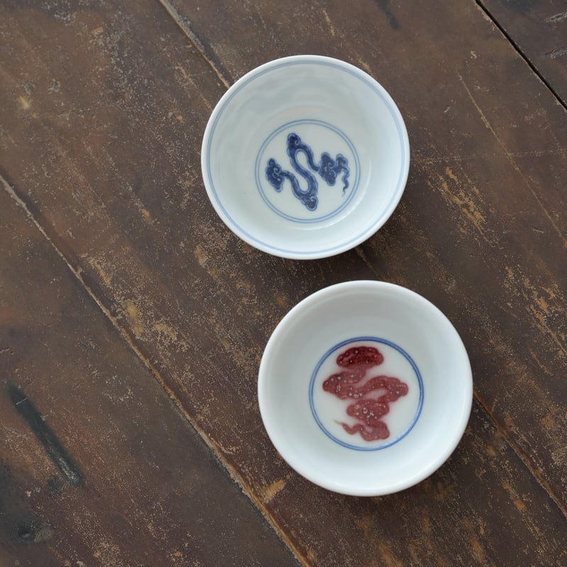 中国茶器 景徳鎮 青花釉里紅竜紋三才蓋碗 茶杯 新品未使用 中国茶器 景徳鎮 青花釉里紅竜紋三才蓋碗 茶杯 新品未