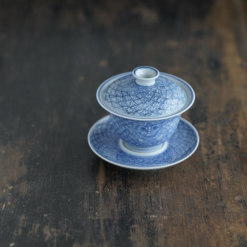 青花舞獅文三才蓋碗 PF261 | Looking For 物色