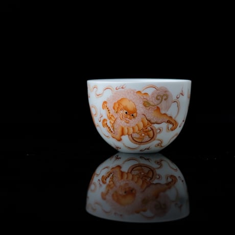 礬紅茶杯 獅子 PC103