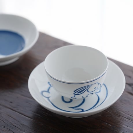 青花白兎碗 PD025