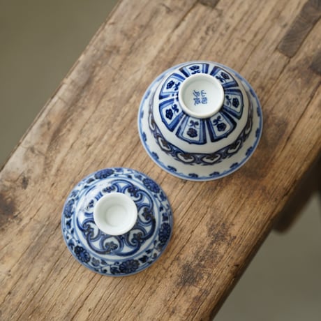 青花宝相二才蓋碗 PF240