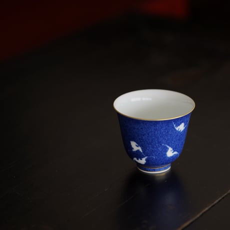 洒藍蝙蝠紋茶杯 PY003