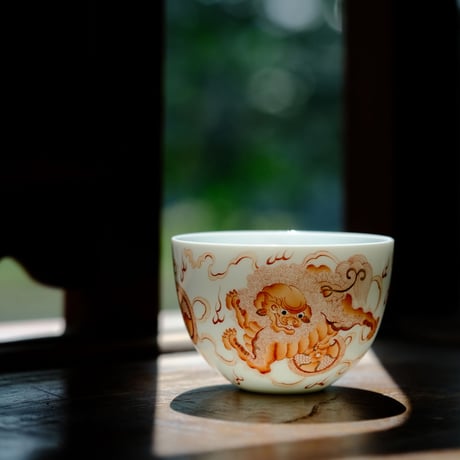 礬紅茶杯 獅子 PC103