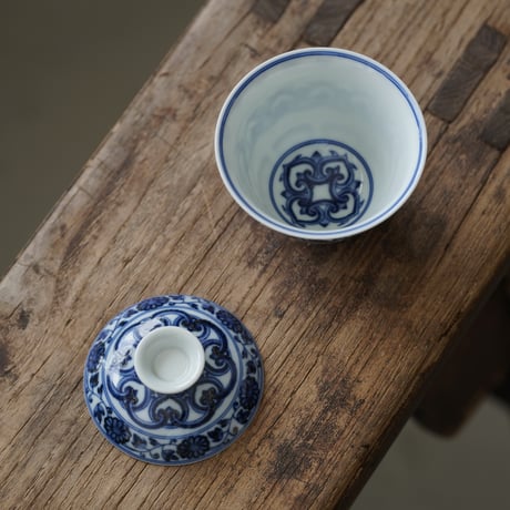 青花宝相二才蓋碗 PF240